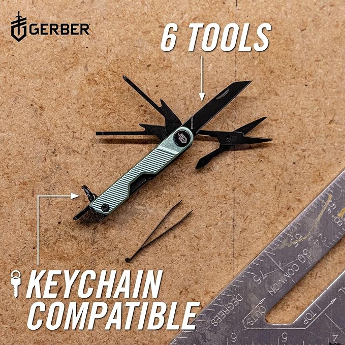 Gerber Gear Armbar Mini - 8-in1 Travel Multitool with Package Opener Screwdriver &amp Scissors - EDC Adventure Gear for Camping Hiking &amp Outdoor - Compact Utility Tool - Green