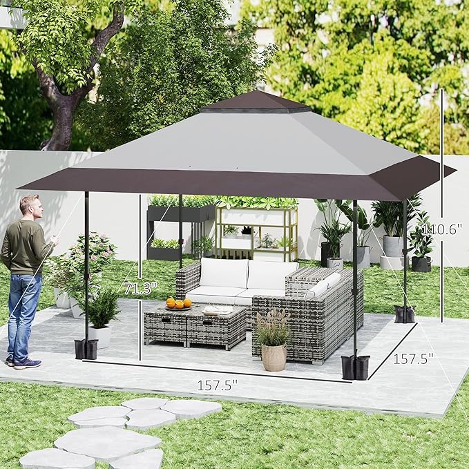 13x13 Pop Up Canopy Tent with UV50+ Blocking Adjustable Height Heavy Duty Material Wheeled Carry Pack 4 Sand Bags Green Shade