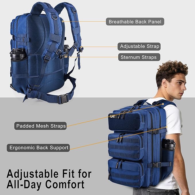 LHI Tactical Military Backpack for Men and Women 25L/35L Army Assault Pack Bag Small Rucksack with Bottle Holder
