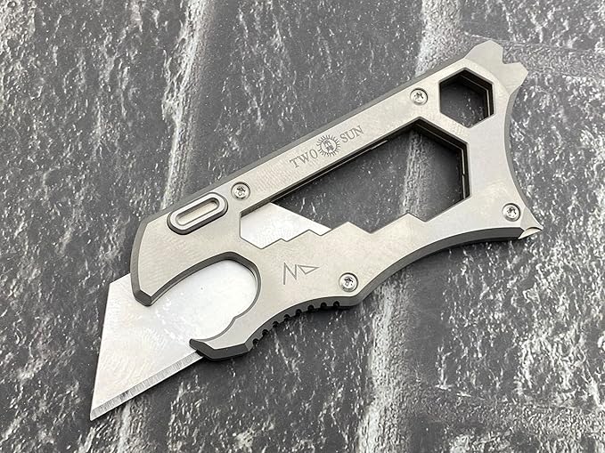 TwoSun Utility Knife Screwdriver Pry Tool Bottle Opener Titanium Mulit Tool TS149-Sand