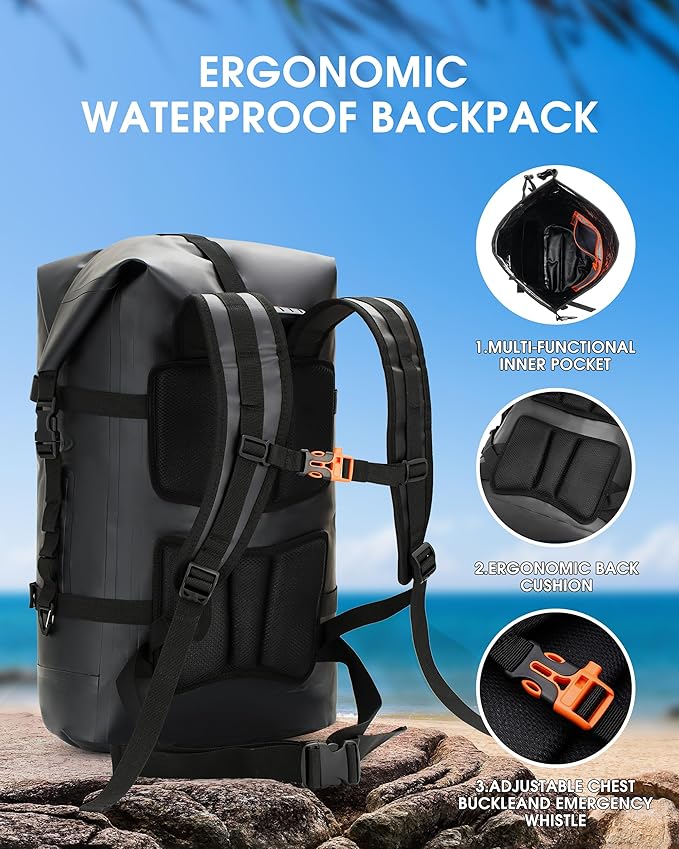 IDRYBAG Waterproof Backpack for Travel Kayaking Boating Swimming Floating Paddle Boarding - Submersible Dry Bag 35L/55L/85L