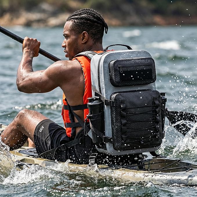 Miramrax Dry Bag Waterproof Backpack 30L Tactical Backpack for Kayaking Hiking Boating Paddle Boarding Fishing Travel Camping Beach Floating Dry Bag for Men Women (Grey)