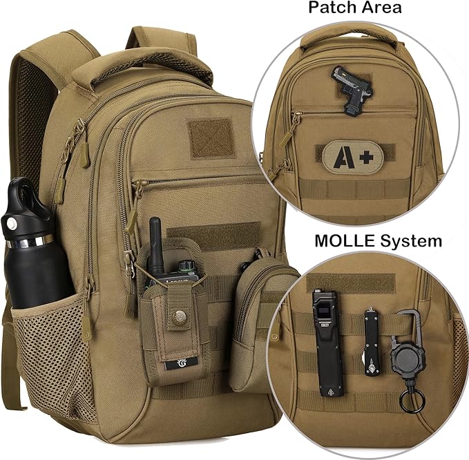 CREATOR Military Tactical Backpack for Men Mini Daypack Small Tactical Assault Bag for Hunting Camping Trekking