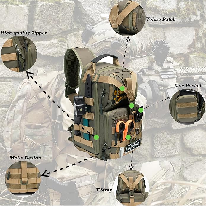 NICGID Tactical Military Backpack Daypack Molle Army Assault Pack Bug Out Bag Travel Fishing Hiking Trekking Rucksack