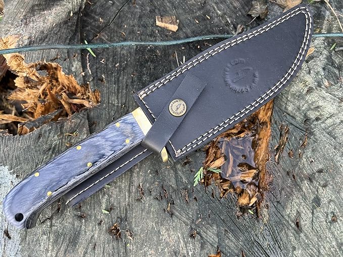 Perkin Fixed Blade Hunting Knives with Sheath-Custom Handmade Full Tang Bushcraft Fixed-Blade Knife for Camping Hiking and Outdoor Activities-Unisex Adults-PKH