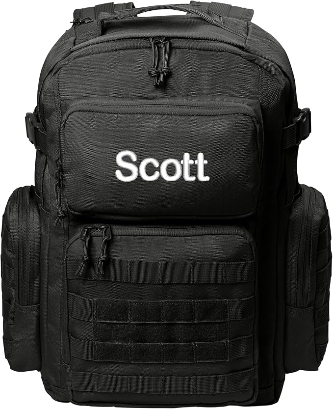 Personalized Tactical Backpack Range Bag Loop Panel for Badges and Patches Military Bag Monogrammed Name Black