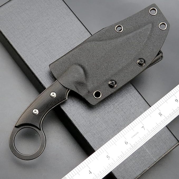 C1116 Fixed Blade KnifeD2 Steel Blade +G10 Handle Outdoor Survival Camping Claw Knife with Kydex Sheaths(Black) …