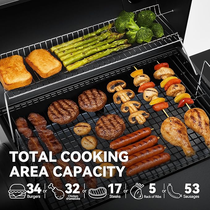 Royal Gourmet CC1830S BBQ Charcoal Grill and Offset Smoker | 823 Square Inch cooking surface Outdoor for Camping | Black