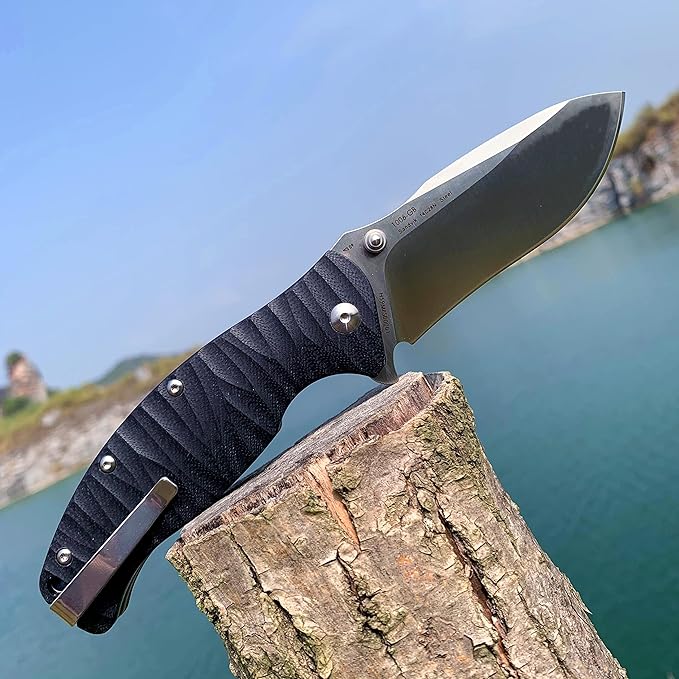 SANRENMU 1006 NEW Pocket Folding Knife 14C28N Blade Flipper Ball Bearing Outdoor Camping Survival Tool EDC (Black)