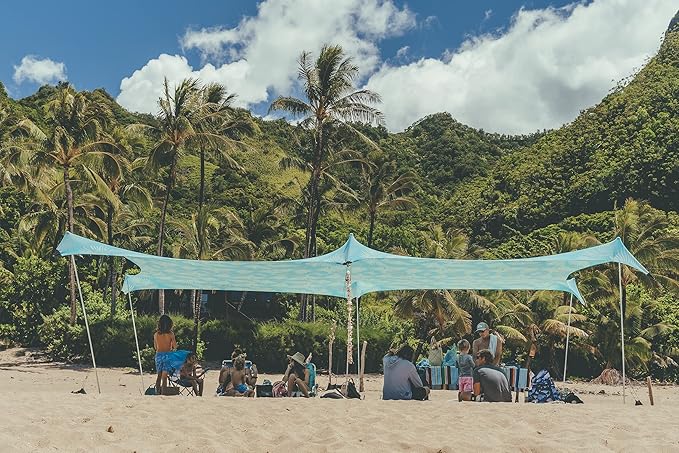 Neso Party Tent 8 Ft Height 11X22 Ft 23 Pounds Canopy Event Tent for On and Off The Beach (Aqua Fronds)