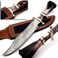 Noon Knives : Hand Made Damascus Steel Collectible Bowie Knife Handle Camel Bone (Black)