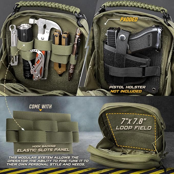 WYNEX Tactical Molle Admin Pouch with Folding Admin Pouch Utility EDC Pouch Organizer Modular Tool Pouch of Double Layer with Molle Tool Bag of Laser-Cut Design Utility Organizer EDC Medical Bag