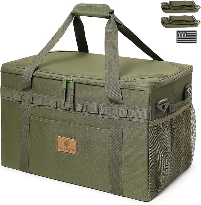 Tactical Camping Storage Bag Utility Tote Bag Camping Kitchen Organizer with Axe Holder &amp Shoulder Strap