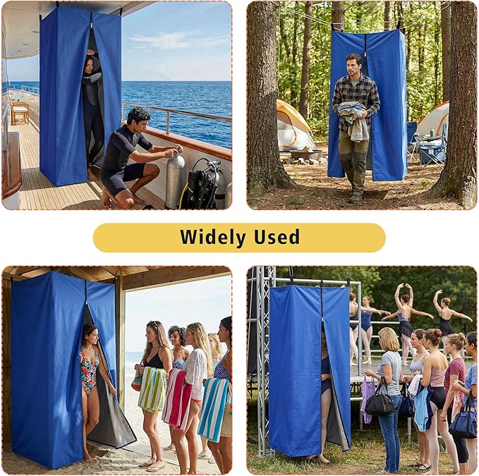 UNIFAMILY Waterproof Pontoon Tent Privacy Boat Tent 30 * 27 * 72 in Heavy Duty Hanging Changing Room Privacy Curtains for Pontoon Boats Boats Tents Attaches to Bimini Top Poles (Blue)