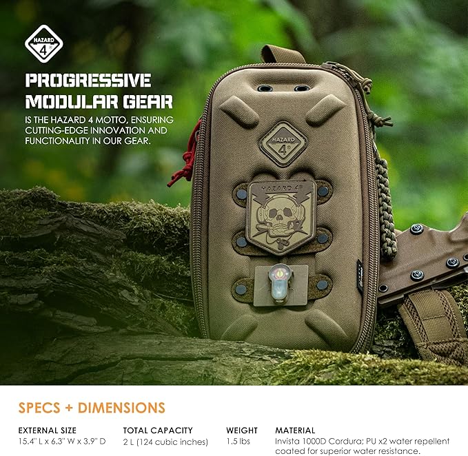 HAZARD 4 Bandoleer - Mini Tactical Sling Bag - EDC/CCW Shoulder Crossbody Pack - Water Resistant Small Chest Satchel - Durable Carry Travel Backpack - Military-Style Single Strap Body Pack - Coyote