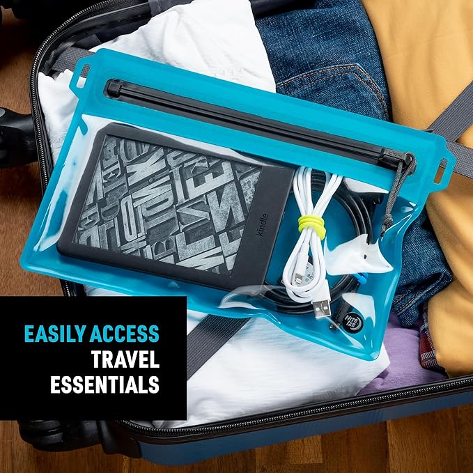 Nite Ize RunOff Waterproof Travel Pouch with TRU Zip - Dry Pouch for Phone &amp Travel Necessities - Touchscreen Friendly - Waterproof with Reliable Zipper - Blue Medium