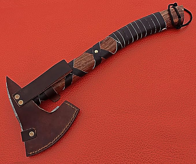 Smart &amp Sharp Hand Forge Custom Made Hatchet Axe Hand Made Damascus Steel Blade/Best Gift/Gift for him SS-17346(Rose Wood) (Rose Wood)
