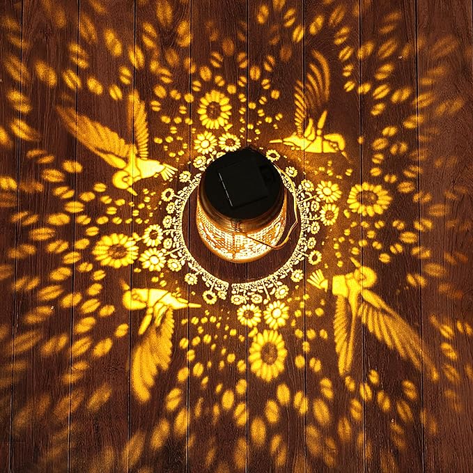 Hummingbird Sunflower Solar Lanterns Outdoor with Shepherd Hook Birthday Gift Mothers Day Gift for Women Mom Grandma Wife Daughter Waterproof Hanging Lights Decor for Yard Garden Patio Porch Lawn