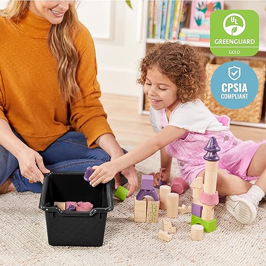 ECR4Kids Scoop Front Storage Bins Multipurpose Organization Black 10-Piece