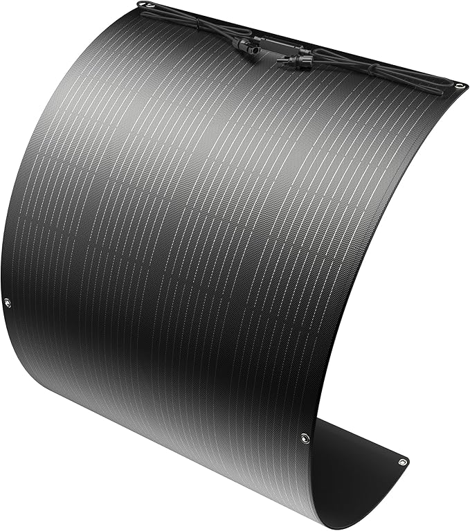 200 Watts Flexible Solar Panel N Type Portable Bendable 24 Volts 10BB Mono Cell 25.3% Efficiency for RV Camping Home Boat Marine Curve Surface Black