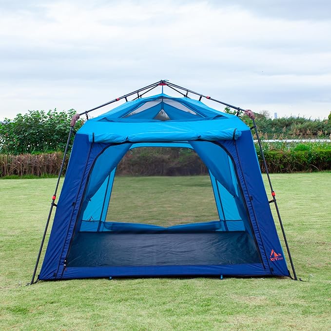 KTT Extra Large Tent 6-10-12-14 Person(A)Family Cabin Tents2 Rooms3 Doors and 3 Windows with MeshStraight WallWaterproofDouble LayerBig Tent for OutdoorPicnicCampingFamily Gathering