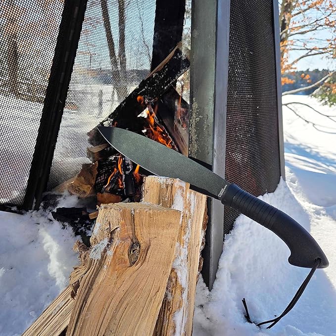 BATTLBOX BattlSpear Fixed Blade Knife Doug Marcaida Design 12in 1065 Carbon Steel Blade Machete Hybrid Multitool - Bushcraft Camping Field Use