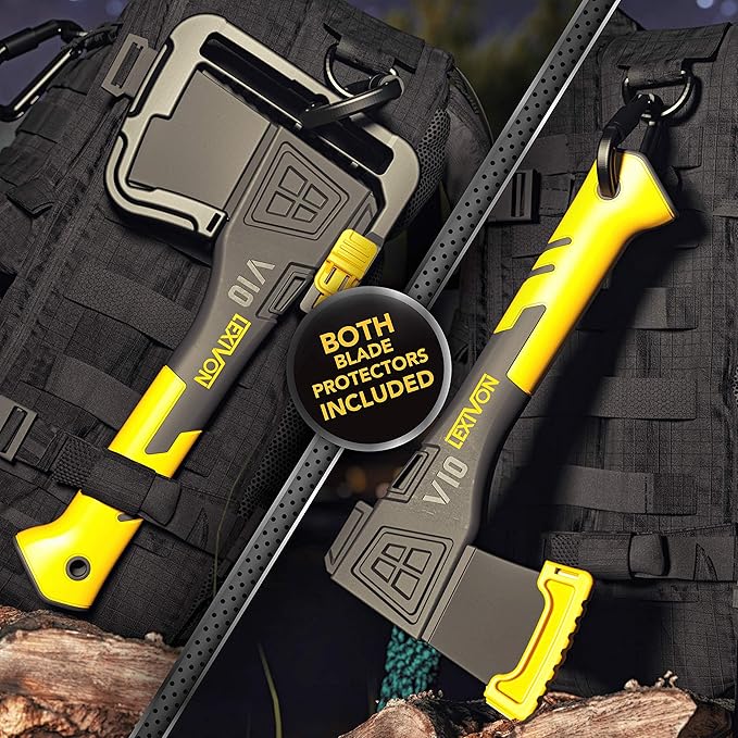 LEXIVON V10 Camping Hatchet 10-Inch Axe | Ergonomic TPR Grip Lightweight Fiber-Glass Composite Handle | Protective Carrying Sheath Included (LX-V10)