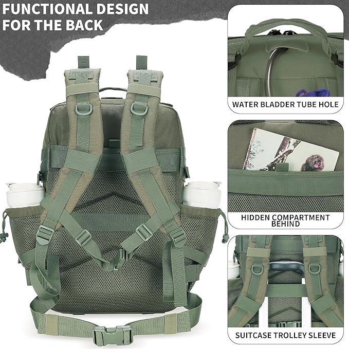 55L Tactical Backpack Heavy Duty Military Rucksack Molle Backpack 3 Day Assault Pack for Work Outdoors