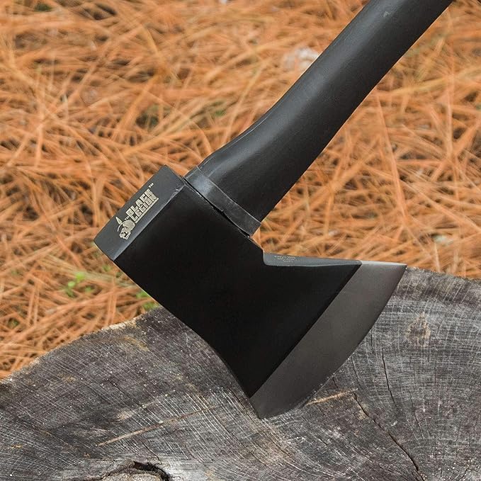 Black Legion Wood Splitting Long Axe - 28” Length | Chopping &amp Felling Firefighter Axe | Rubberized Long Handle | Stainless Steel Ax Head | 5” Blade Head | Easily Splits Firewood