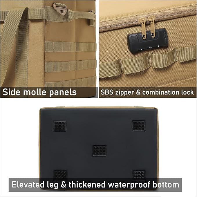 Tactical Sling Backpack and 38L Camping Storage Bag with Combination Lock