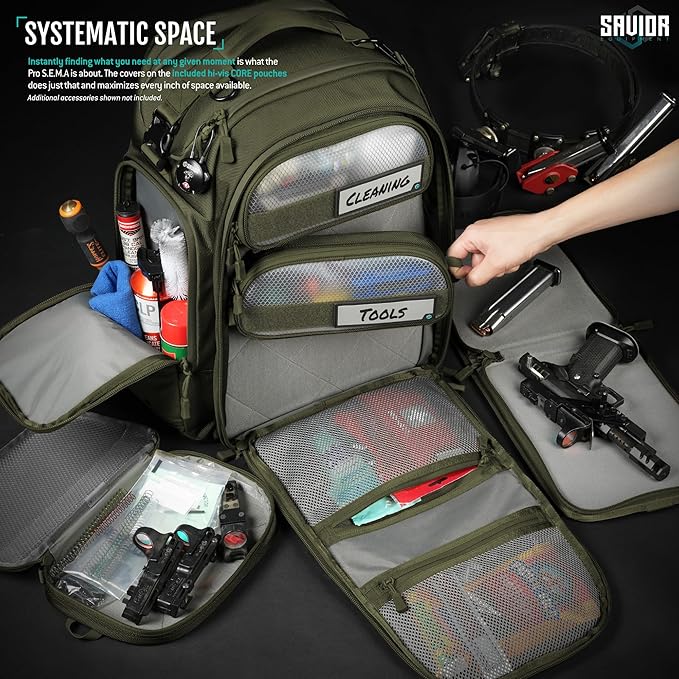 Savior Equipment Pro SEMA Tactical Backpack Competition Shooter 3 Pistol Sleeve