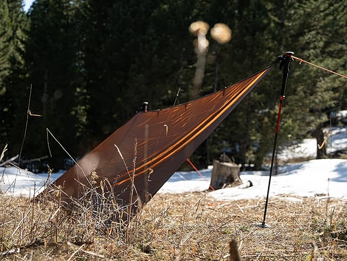 VIAM Outdoors Baldy Tan Tarp: Waterproof Camping Tarp for Hunting Glassing Hammock Rain Fly Ultralight Backpacking Gear Sun Shelter &amp Heavy Duty Outdoor Protection - 1.1oz