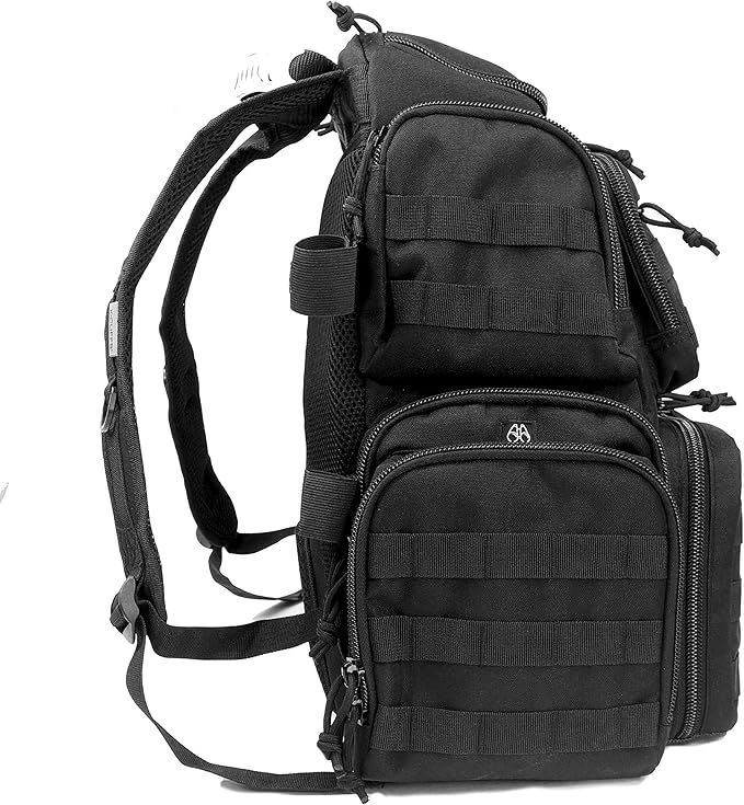 K-Cliffs Tactical Range Backpack – Lockable Bag for 5 Handguns Pouches – 900D Water‑Resistant with Rain Cover &amp USA Patch