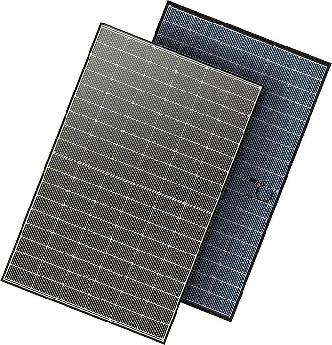 JJN Bifacial 400 Watt Solar Panel N-Type 16BB 400W Solar Panels 25% High Efficiency Monocrystalline Solar Module for 12V/24V/48V PV System for Homes Rooftop Farm RV and Off-Grid Applications