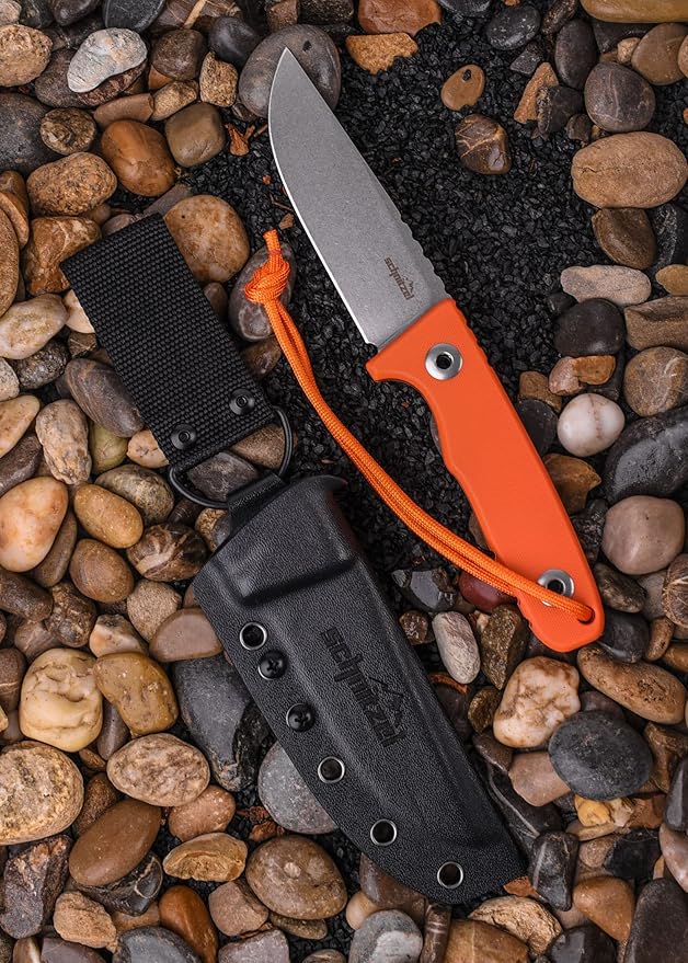 SCHNITZEL TRI - Outdoor Knife with Kydex Sheath and Dangler Carrying System – Bushcraft Outdoor Leisure Adult (Orange)