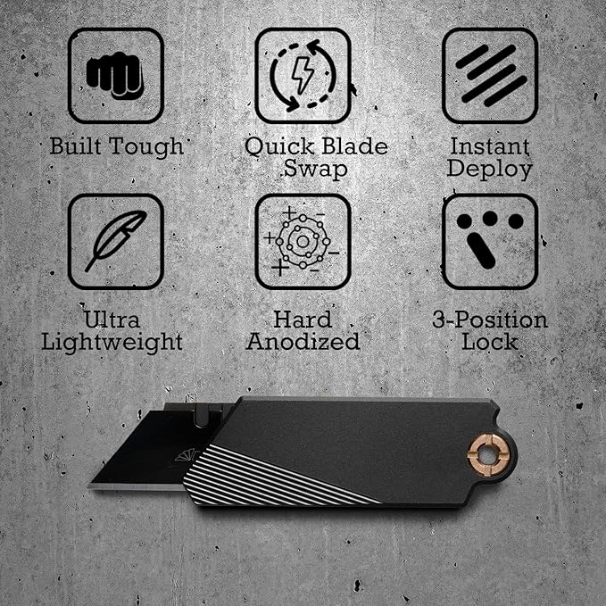 PICHI G9 Aluminum Utility KnifeLightweight Pocket Utility KnifeEDC Pocket KnivesCNC Unibody Quick Change BladeButton Lockfor Men Women Outdoor HikingCampingwith 2 Replaceable Blades (Black)