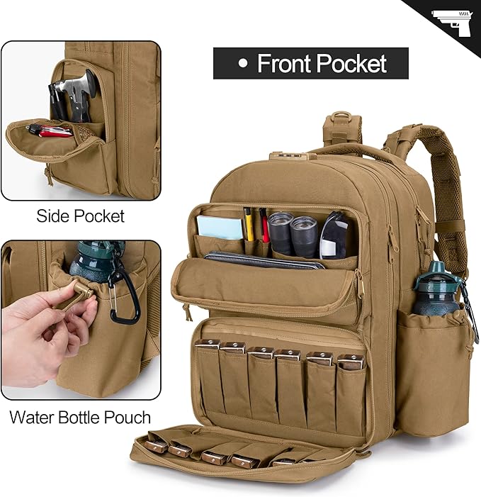 GOBUROS Tactical Pistol Backpack Can Hold 4 Handguns 12 Mags and Tactical Pistol Magazine Storage Bag
