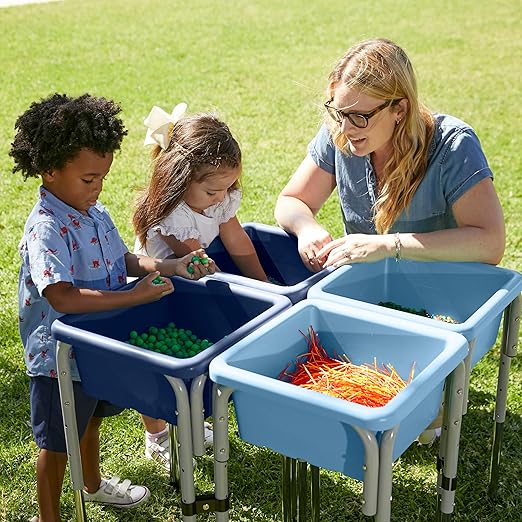 ECR4Kids Square Bin with Lid Storage Containers Powder Blue 2-Pack