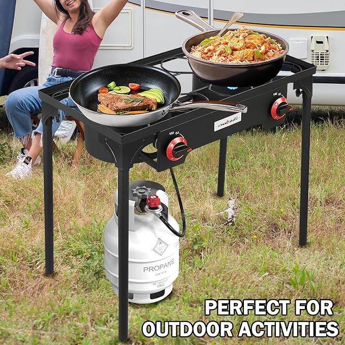 Vivicreate High Pressure Propane Gas Outdoor Camping BBQ Grill Stove Burner Estufas de Gas para Cocinar Afuera Es gas propano Regulator 20 PSIG