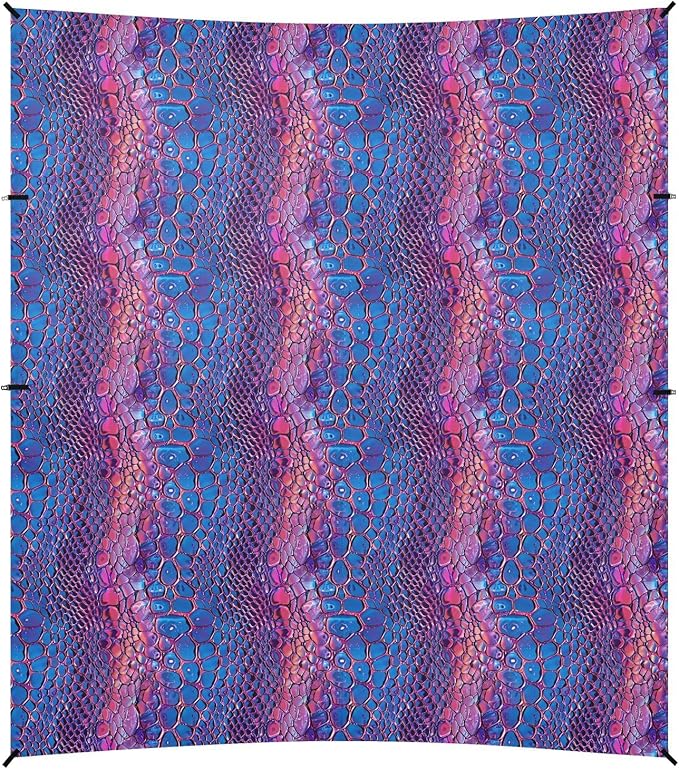ALAZA Snake Skin Print Neon Beach Tent Sun Shelter UPF50+ Protection Beach Shade Canopy w/ 4 Sandbags for Outdoor Camping Fishing Backyard Fun Picnic 10x9 ft