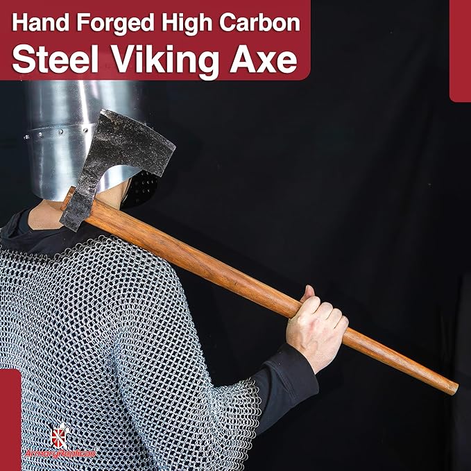 Armory Replicas™ - Heavy Handed Forged High Carbon Steel Bearded Viking Axe w/Comfortable Tapering Sheesham Wood Handle