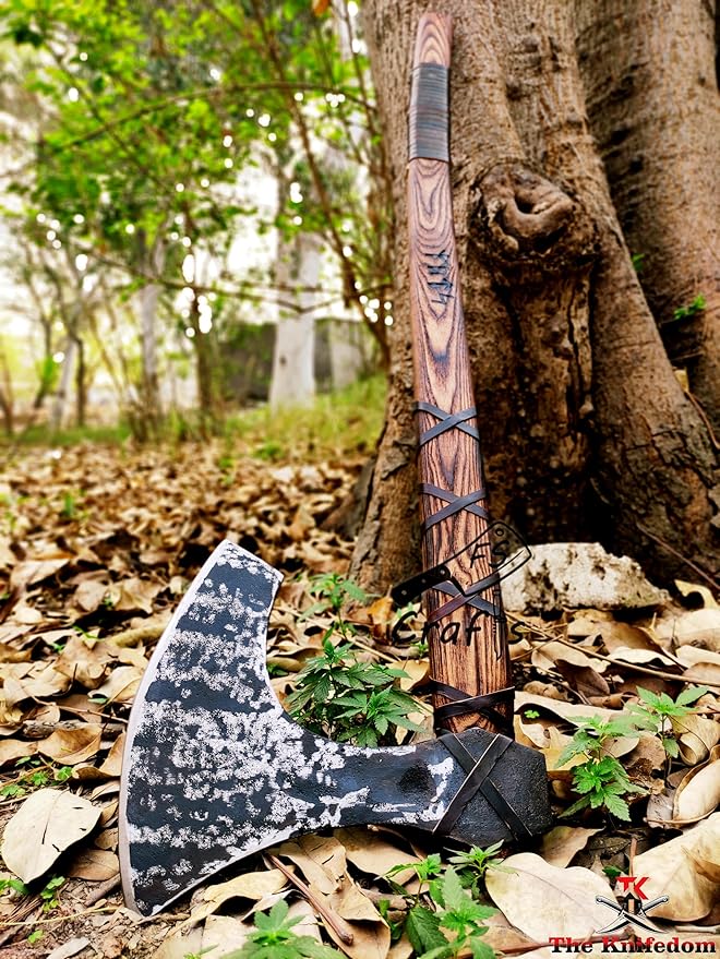 FS Crafts Viking Axe Hatchet Norse Axe- 40 Long Two-Handed Large Berserker Axe Forged Axe Bearded Dane Axe Norse Axe Scandinavian Style Viking Axe- with Sheath AXE005FR