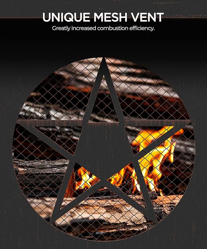 35 inch Fire Pit Large Firepits for Outside Wood Burning Fire Pits with Cooking Grill Outdoor Fire Pit Octagonal Heavy Duty Firepit with Poker for Bonfire Backyard Patio Bronze