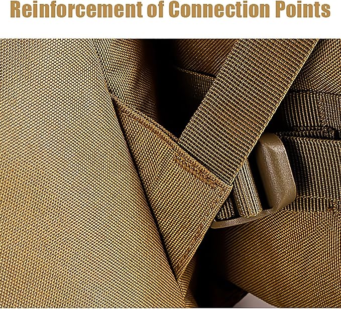 100L Tactical Backpack Side Storage Molle Bag Thick Breathable Belt Nylon Hanging Strap Durable Large Capacity Waterproof(Khaki)