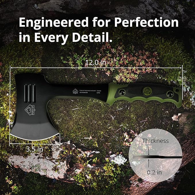 Puma XP Packable Camping Hatchet with Green Rubber Handle