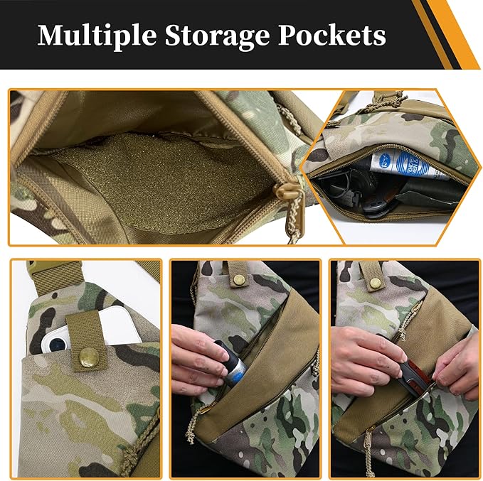 CCW Sling Bag for Concealed Carry Tactical Crossbody Sling Bag with Quick Access Compartment Low Profile Shoulder Chest Bag for Men &amp Women