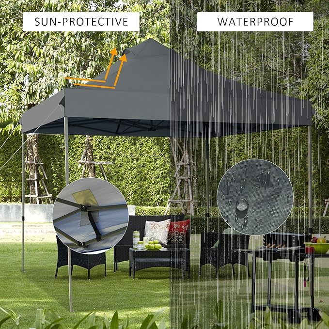 Tangkula 10x10 Ft Pop Up Canopy Easy Set-up Outdoor Tent Commercial Instant Shelter Portable Folding Canopy Tent w/Wheeled Carry Bag 3 Adjustable Heights Guy Ropes &amp Ground Stakes (Grey)