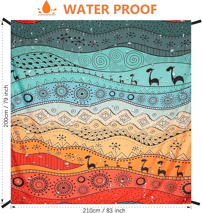 Beach Blanket Waterproof Sandproof Beach Mat 79 X 83/10'x9'for 2-8 Adults Quick Drying Outdoor Picnic Mat Beach Accessories for Travel Camping Hiking