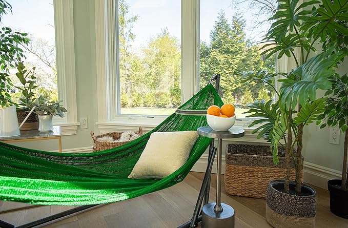 Best Home Fashion Hammock for 2 Persons with Collapsible Steel Stand 600 lbs Capacity- Portable Carrying Case Adjustable Perfect for Camping Beach Patio EZ Daze Foldable Hammock with Stand- Green