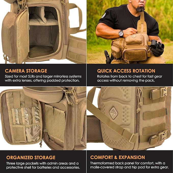 Freelance(TM) photo and drone tactical sling-pack by Hazard 4(R) - Coyote  7.5 x 7.9 x 14.9
